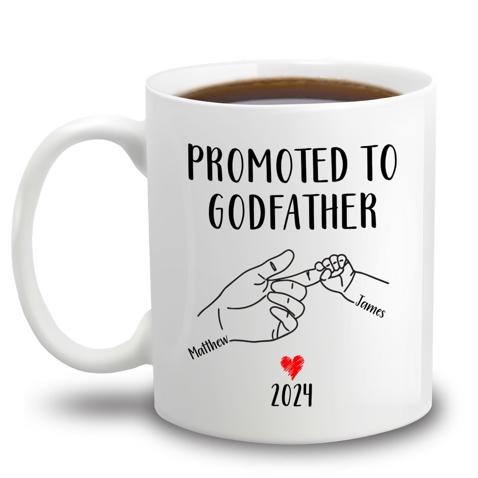Promoted To Godfather Mug 2024, Coffee Mug For New Godfather, Custom New Goddad Cup 11oz 15oz, Pregnancy Announcement White Ceramic Mug, Personalized First Time Godparents Gift, Baby Reveal Gifts