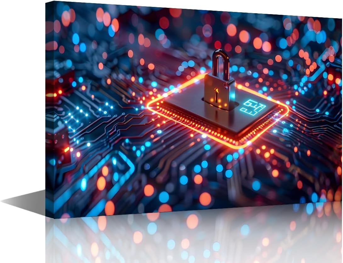Amazon.com: Framed Digital Cybersecurity Practices Canvas Wall Art 1 ...