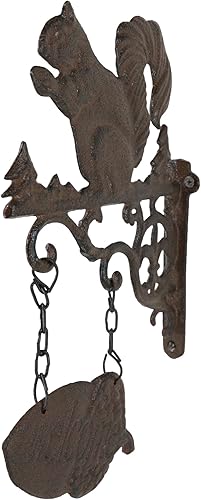 Miniatura 7 de Ebros Gift Ardilla de hierro fundido rústico con diseño de pergamino, estilo vintage, estilo de campo occidental, con letrero de bienvenida,