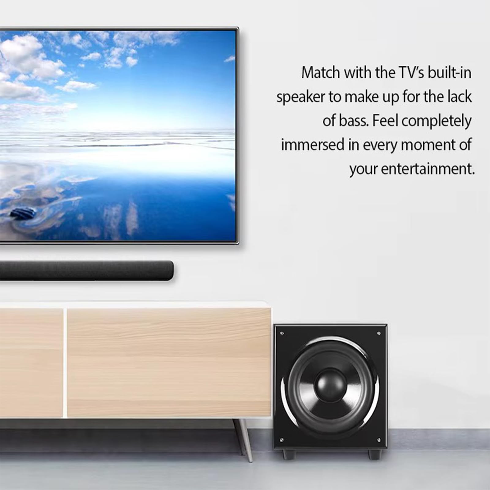 Altoparlante Subwoofer, Subwoofer Audio Domestico a Bassa Distorsione, con Amplificatore Integrato e Doppi Ingressi Audio