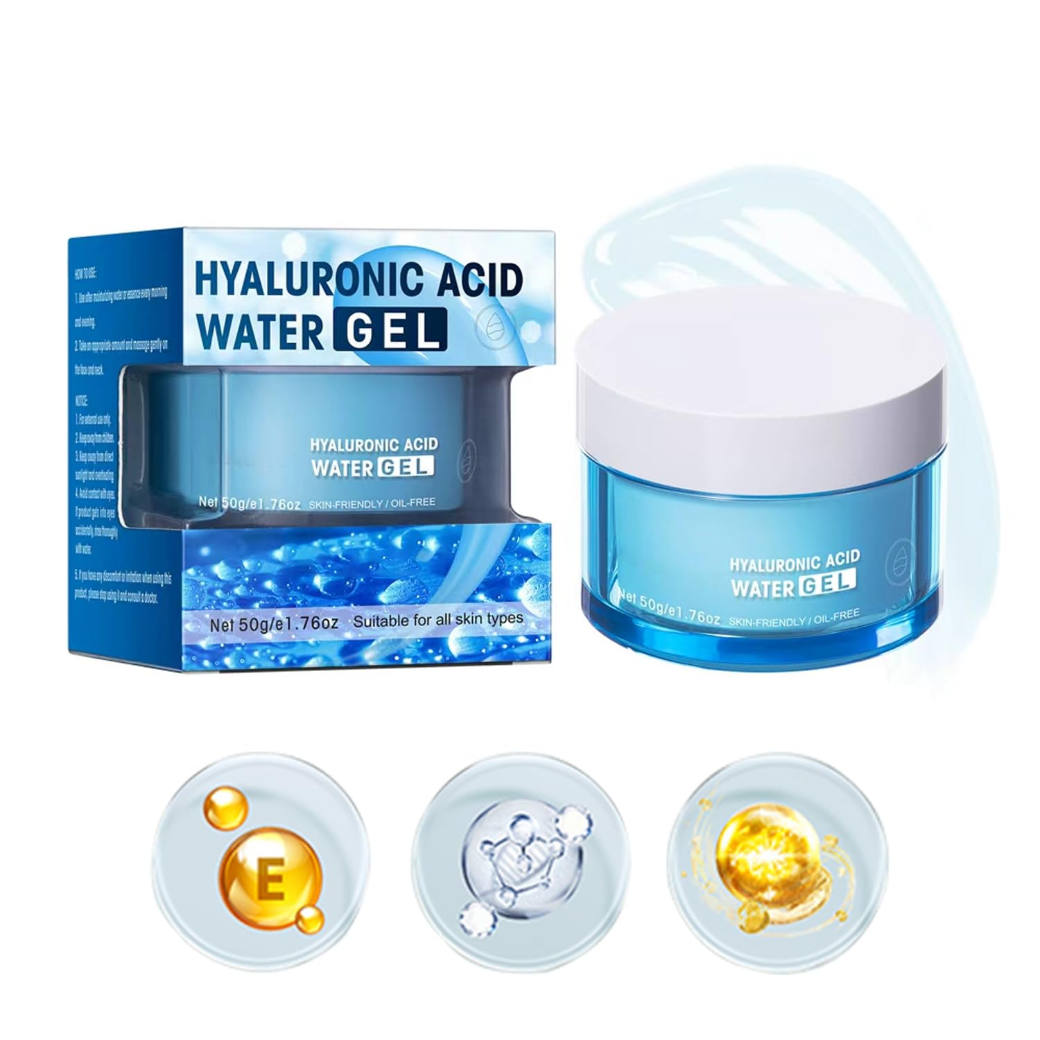 Hydro Boost Hyaluronic Acid Moisturizing Water Gel, Face Moisturizer For Oil Skin, Hyaluronic Acid Formula Combined With Water,Lightweight and Long-lasting Hydration-1.76Oz (Water Gel)