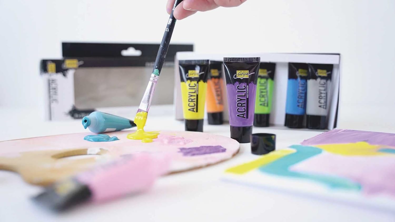 KREUL 84177 Solo Goya Acrylic Set, 8 x 20 ml, Study Quality Acrylic Paint, Dries Quickly and Evenly Matt, Waterproof