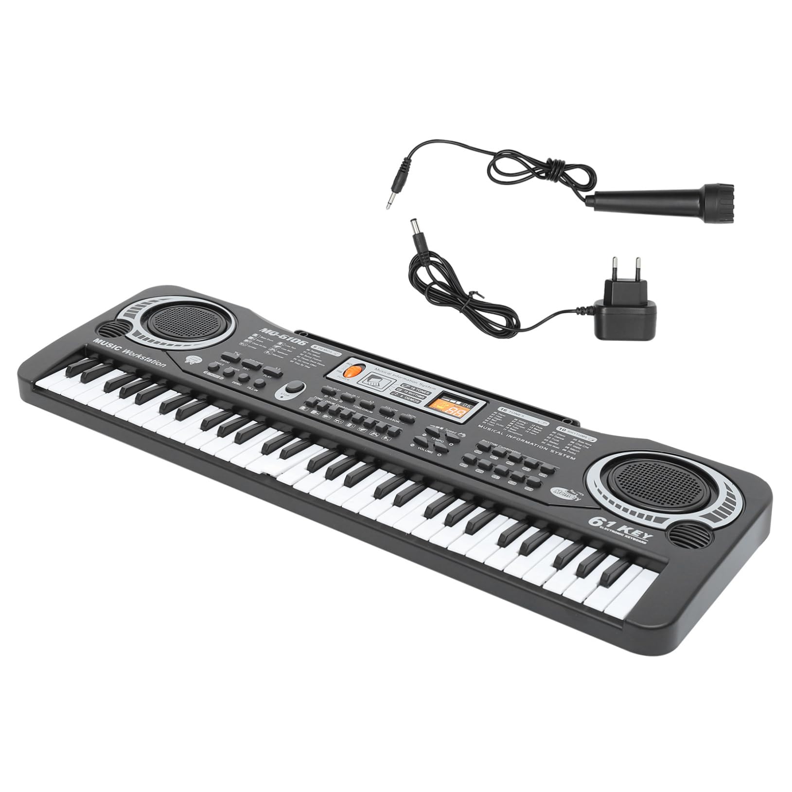 Pianola Giocattolo Elettronica 61 Tasti Abs Nera per Ragazzo Ragazza | Multifunzione per Apprendimento Musicale, Riconoscimento Vocale e Ascolto