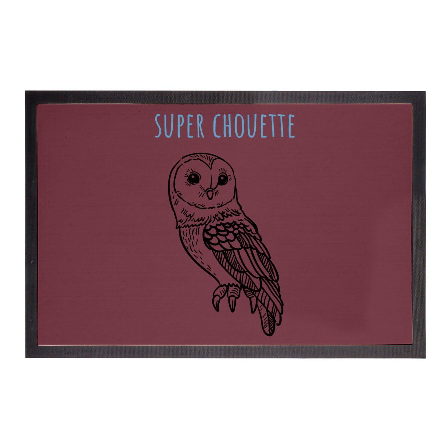 Paillasson rouge Fabulous avec superbe dessin de chouette tapis 60x40cm
