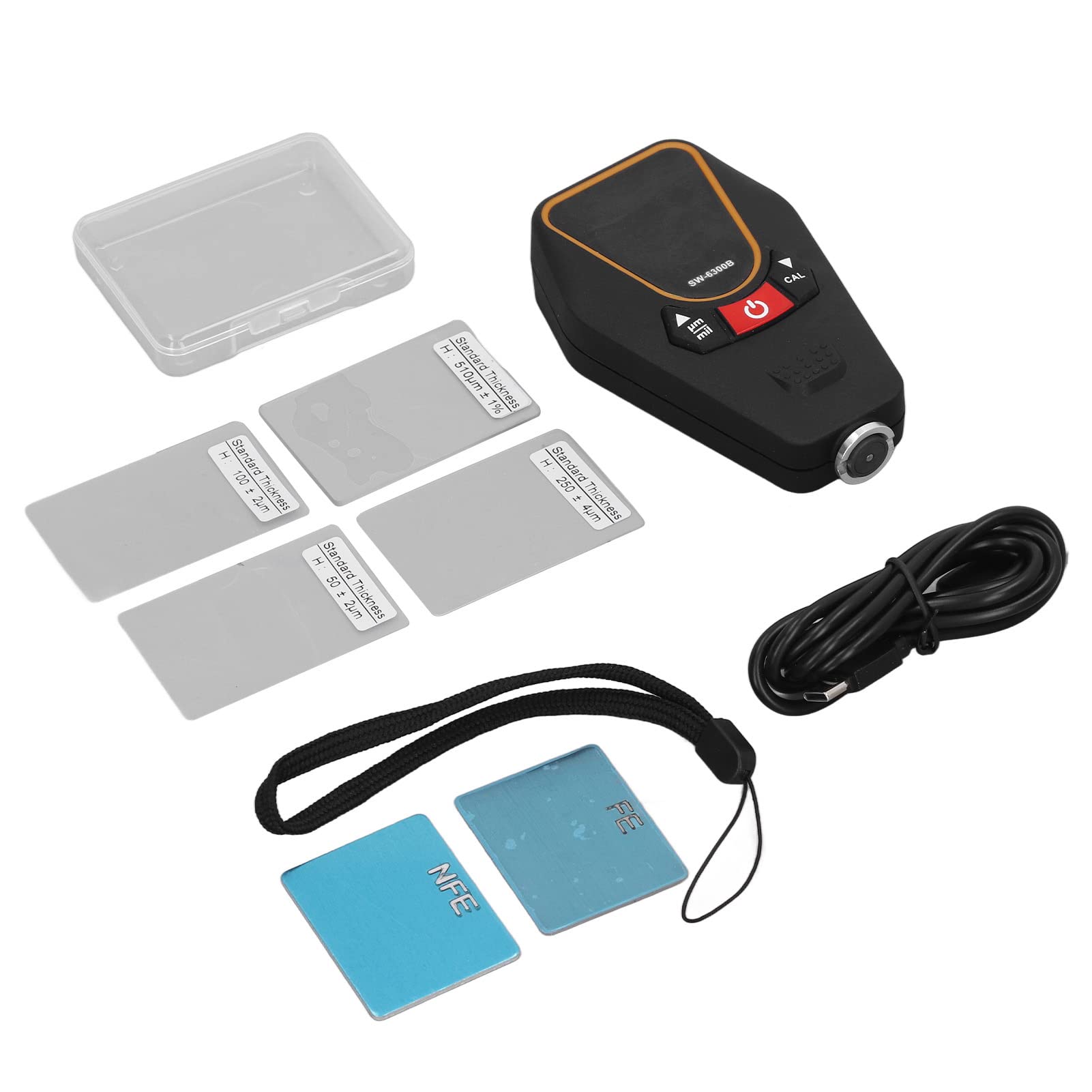 Ejoyous Medidor de Espesor de Revestimiento Medidor de Espesor de Pintura Digital ABS con Sonda de Alta Precisión 0 a 1700 μm Reconocimiento Automático de Sustrato Calibración Multipunto para Talleres