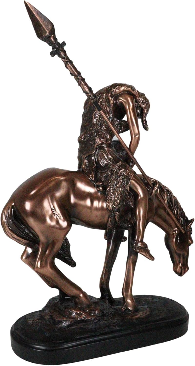 Ebros Gift Large End of The Trail Indian Native Tribal Hero Warrior Statue Electroplated Bronze Resin Art Reproduction of James Fraser in Wisconsin National Cowboy and Western Heritage Museum