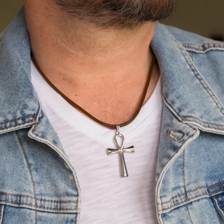 Leather Necklace for Men Women with Solid 925 Sterling Silver Lobster Clasp 3mm Black/Brown/LightBrown/Red Leather Necklace Cord 16/18/20/22/24/26/30 Inches - Image 2