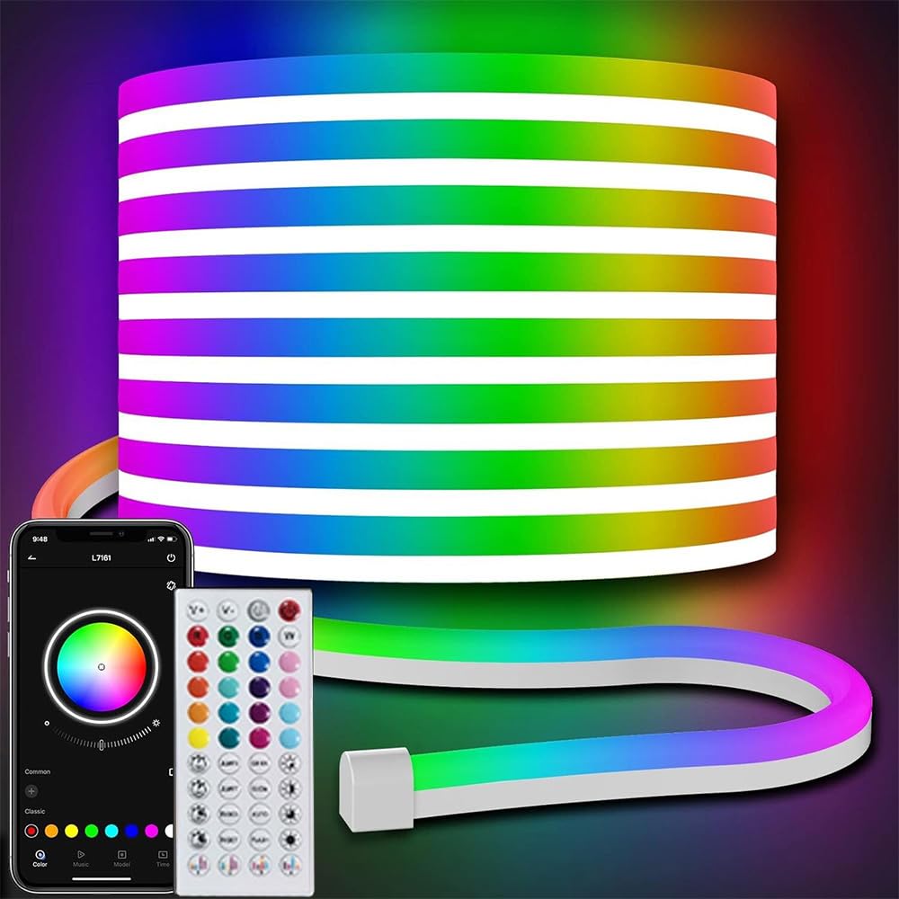 LED Neon Lights Strip 10M LED Strip Light with Remote and APP Control, Waterproof Flexible RGB Neon Strip Lights for Bedroom, Game Room, Indoor and Outdoors