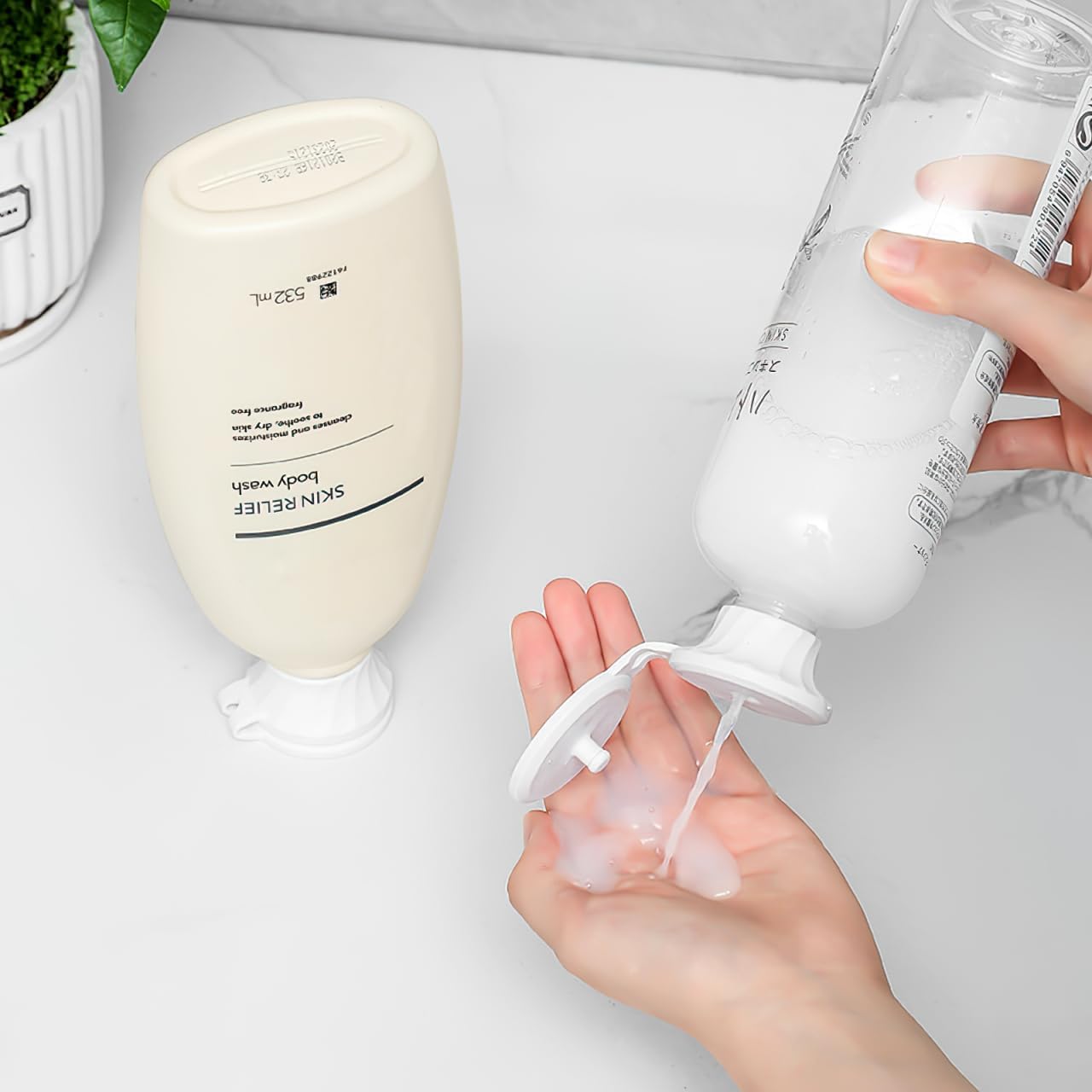 GALPADA Universal Fit Shampoo and Shower Gel Bottle Caps, Leak-Proof TPE Replacement Lids for Bathroom and Kitchen Dispensers
