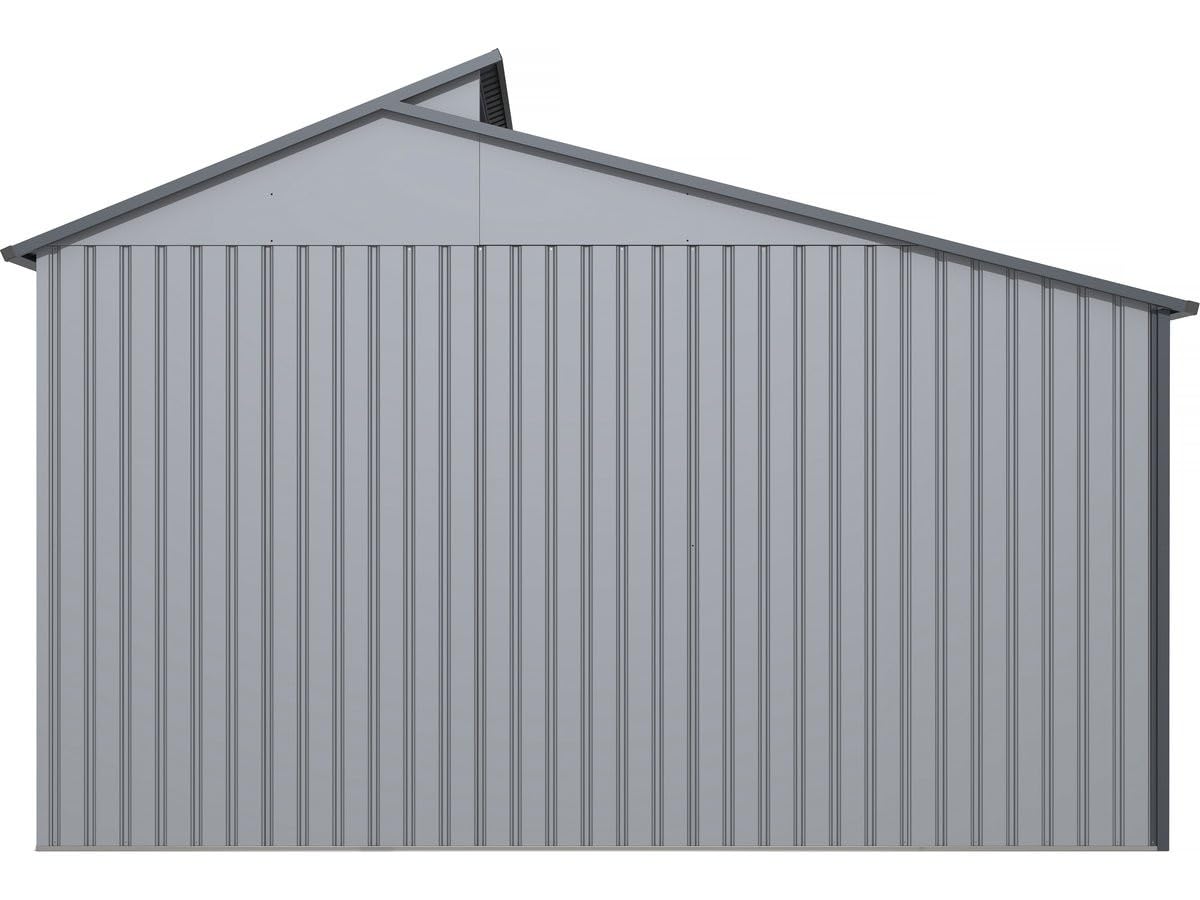 Habitat et Jardin Gerätehaus aus Metall mit Unterstand Madras - 9,12 m² - 355 x 257 x 237 cm - Grau