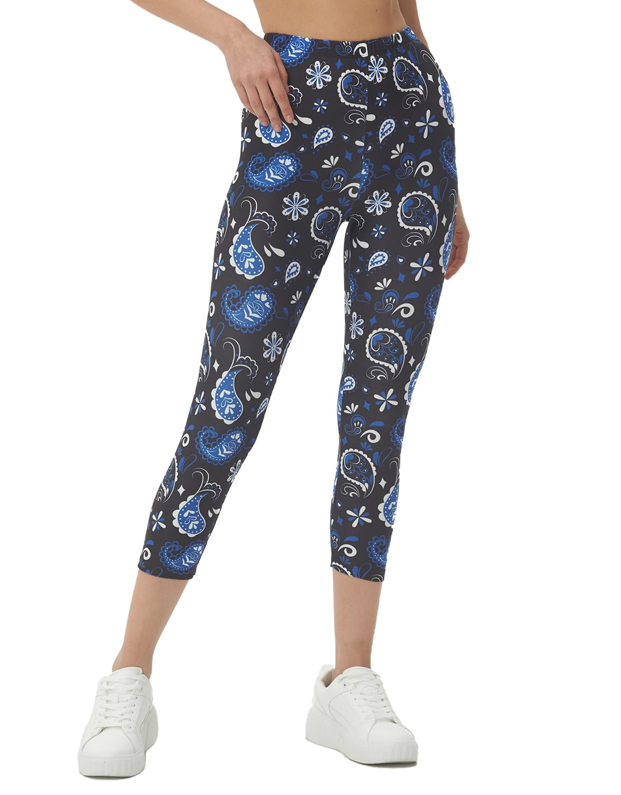 sissycosWomen's Artistic Splash Printed Cropped Capri Leggings Buttery Soft Tights 21"