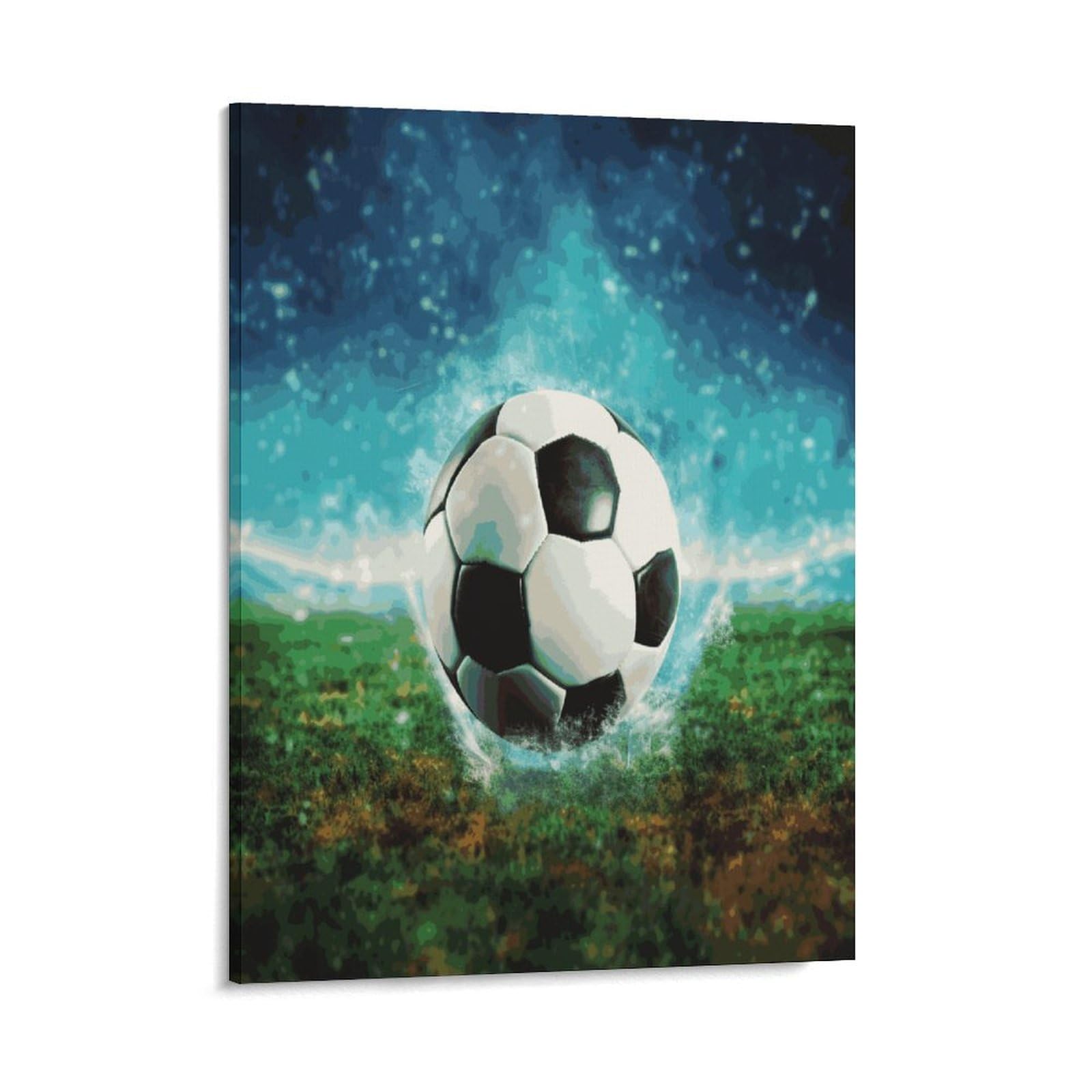 Adfgyerh Style Soccer Ball Background Wall Art Framed,Canvas Prints Ready To Hang Home Decor,Canvas Wall Art For Living Room Hallway Office Wall Decor 08X10inch(20X25cm)