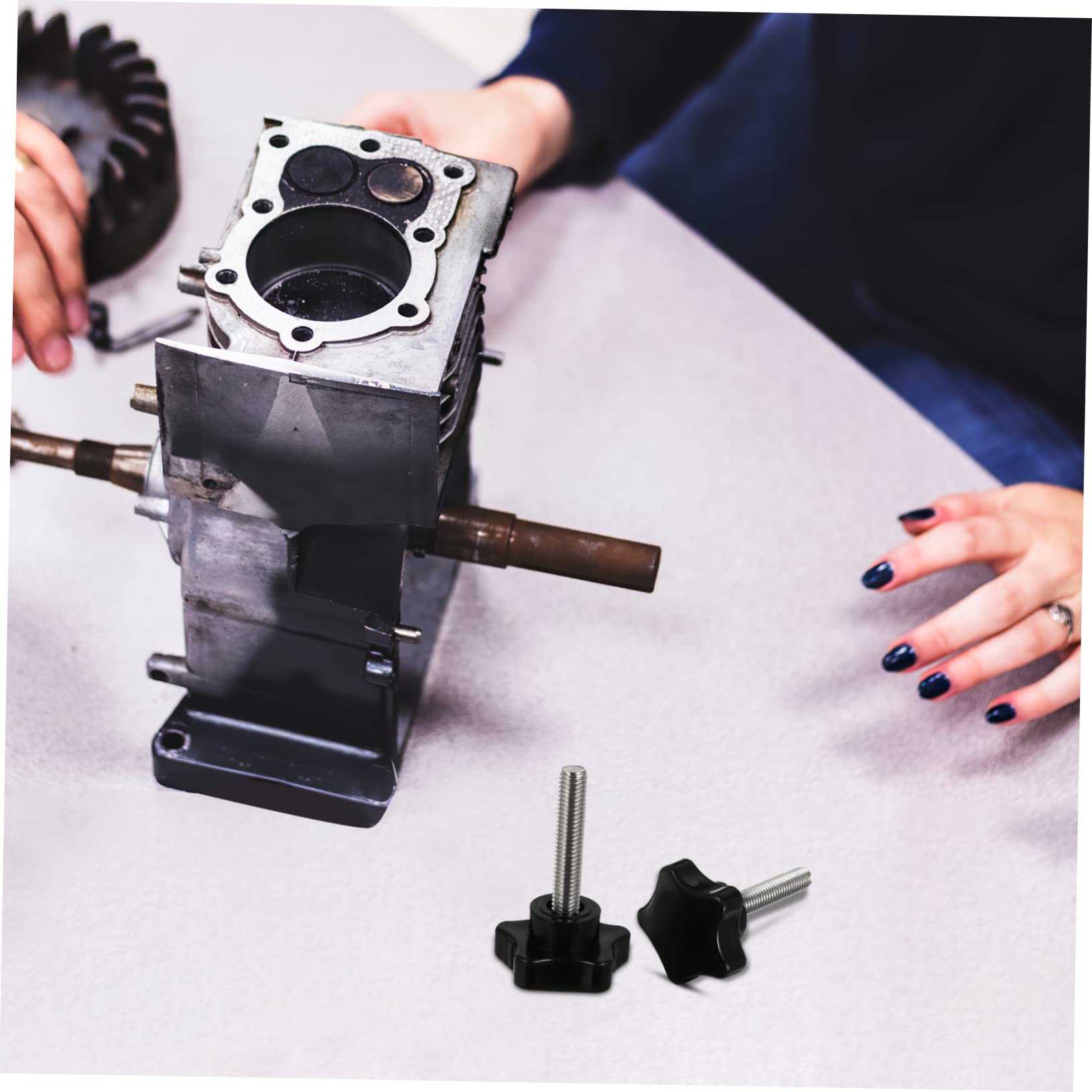 GLEAVI 3sets Abs Stainless Steel Star Knobs Posts Screw Handle Clamping Screw Knob Nuts Clamping Handle 2pcs*3