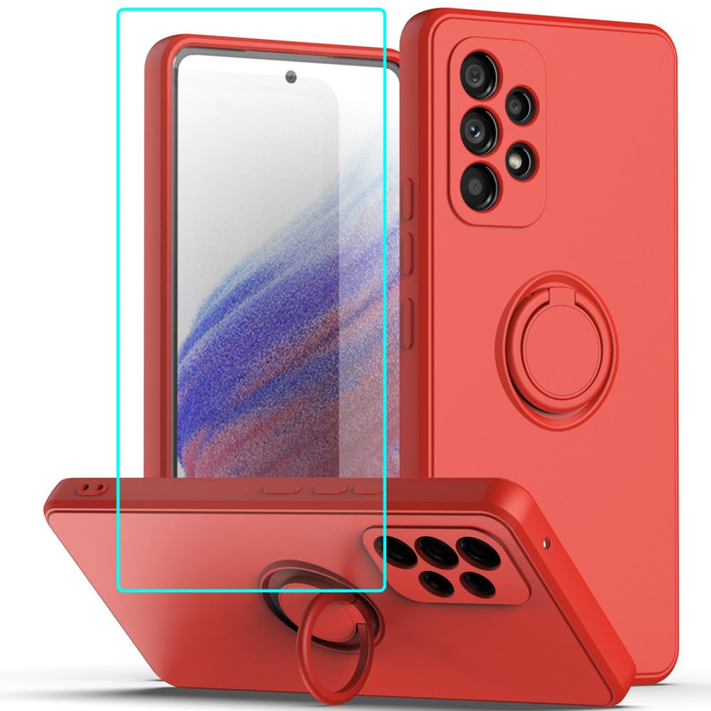 Compatible with Gabb Phone 3 Pro Case with Screen Protector,Samsung Galaxy A13 4G Case for Magnetic Car Ring Kickstand Slim Soft Silicone Full Camera Protection Shockproof Cover Red