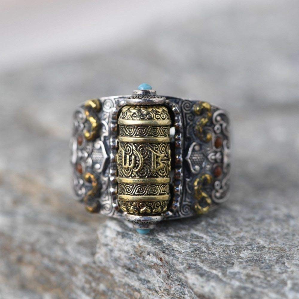 Einstellbare Ring Frauen,S925 Sterling Silber Retro Distressed Breite Spin Nation Verstellbar Open Knuckle Schwanzring Finger Joint Zehenring Schmuck Für Frauen Mädchen Geschenk Hochzeit Muttertag