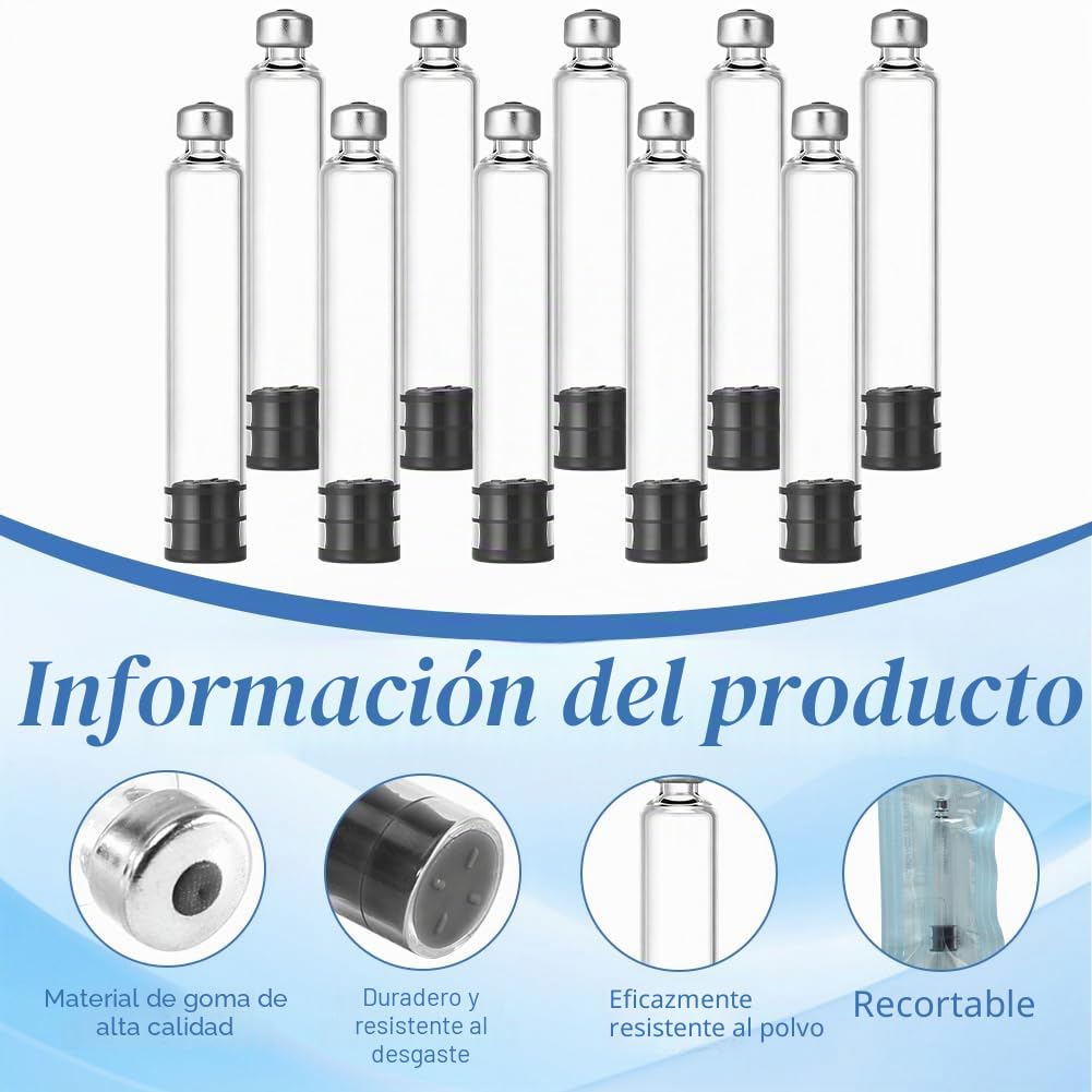 10 cartuchos vacíos de 3 ml – Botella de cartucho de recarga transparente con conector de 11 mm de largo, esterilizados y envasados individualmente, cartuchos de recarga compatibles con