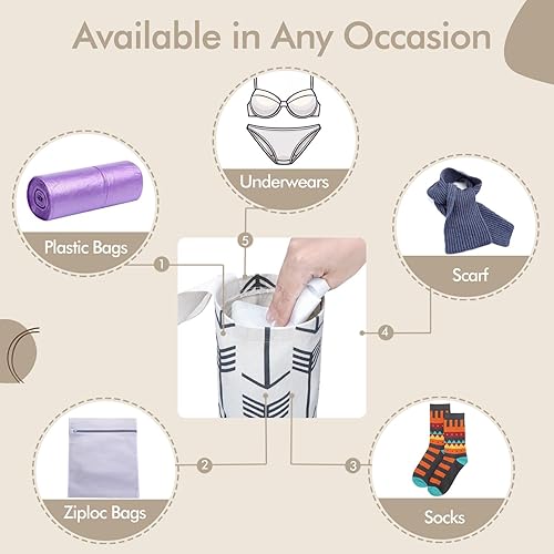 Miniatura 5 de Soporte para bolsas de plástico, soporte para bolsa de comestibles lavable, organizador de bolsas de plástico para montaje en pared, dispensador de