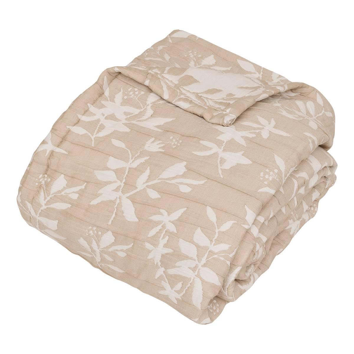 Dessus de lit Nuvia beige lin Atmosphera 260x240 fini le lit froissé et poussiéreux
