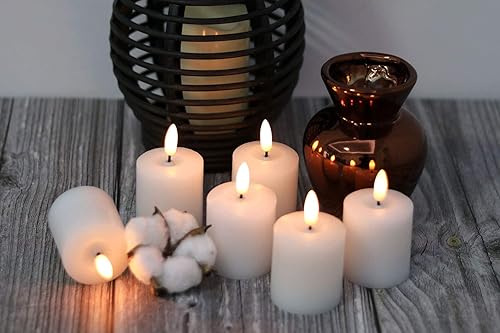 Miniatura 3 de DRomance Velas de pilar negras sin llama con temporizador de 6 horas, funciona con pilas AAA, velas LED parpadeantes con mecha de cera real, tema de