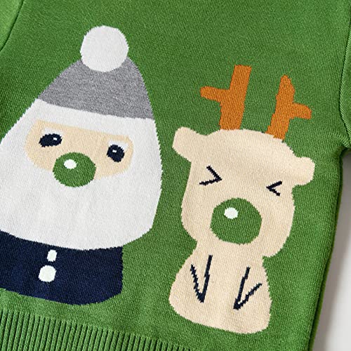 Warm Clothes for Little Boys Toddler Boys Girls Christmas Cartoon Santa Deer Prints Sweater Long Sleeve (Red, 5-6 Years)3