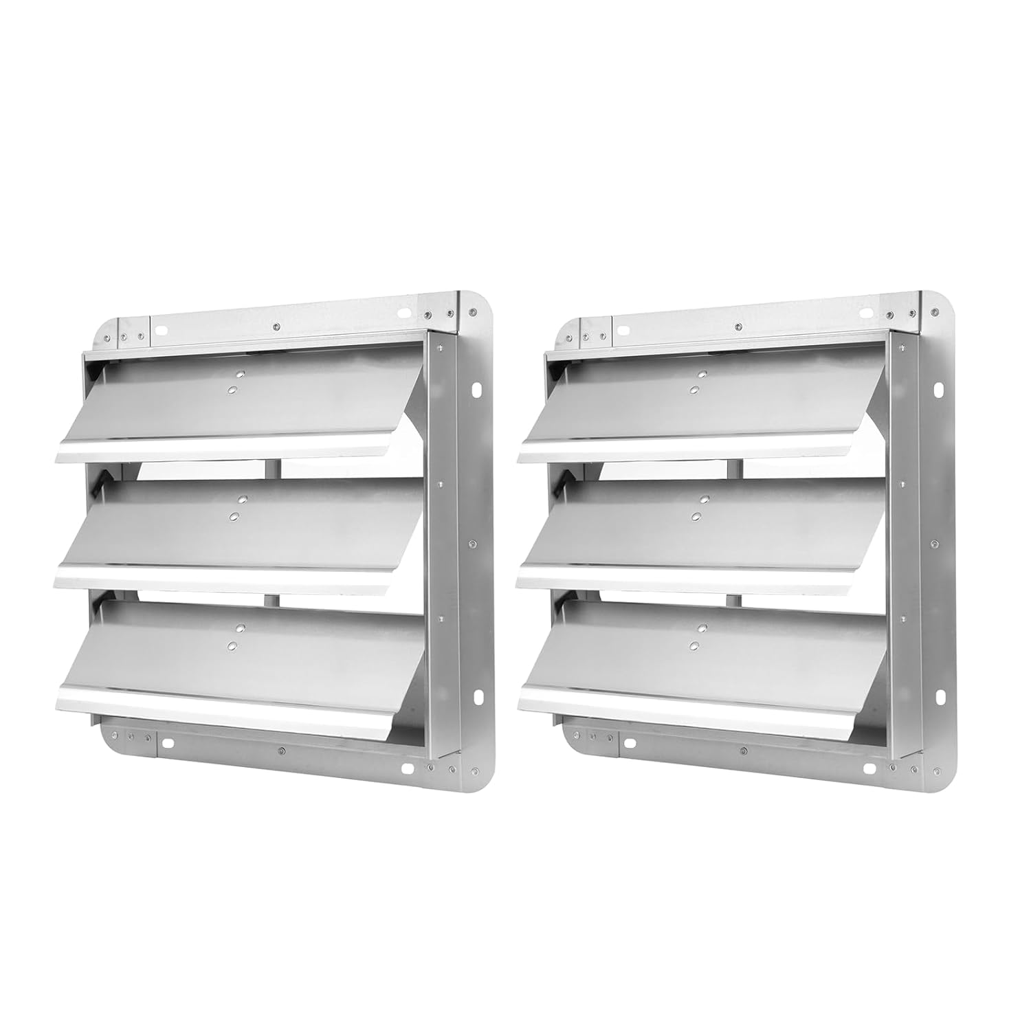 Simple Deluxe 14-Inch Square Aluminum Automatic Gravity Shutter Louver Vent, Silver