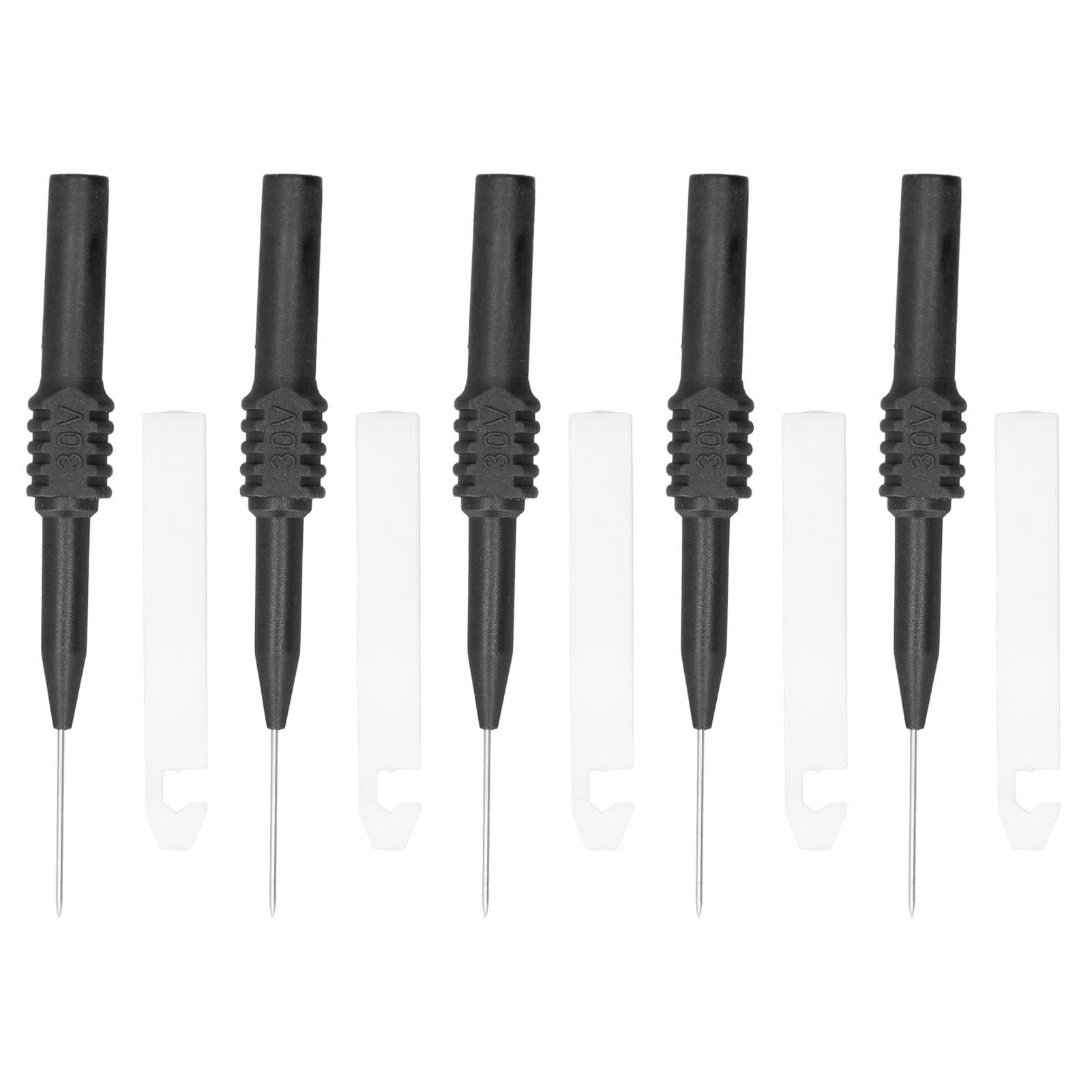 5Pcs Test Probe Piercing Needle, 0.7mm with Sheath Brass PVC Testing High Electrical Conductivity Multimeter Test Accessory Set Kit for Multimeter(Black)