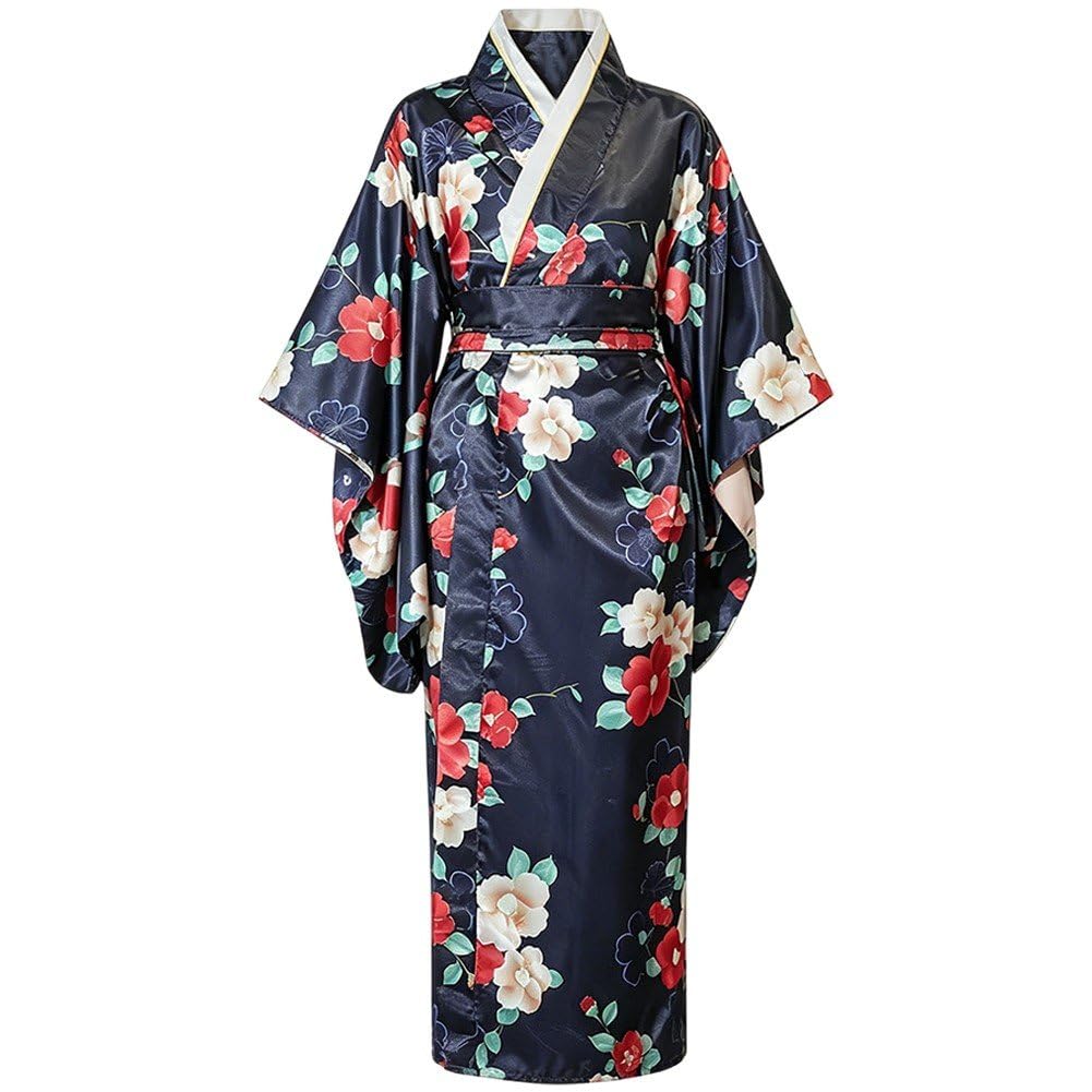 Kimono tradicional japonés con faja obi para disfraz de halloween de geisha mujer