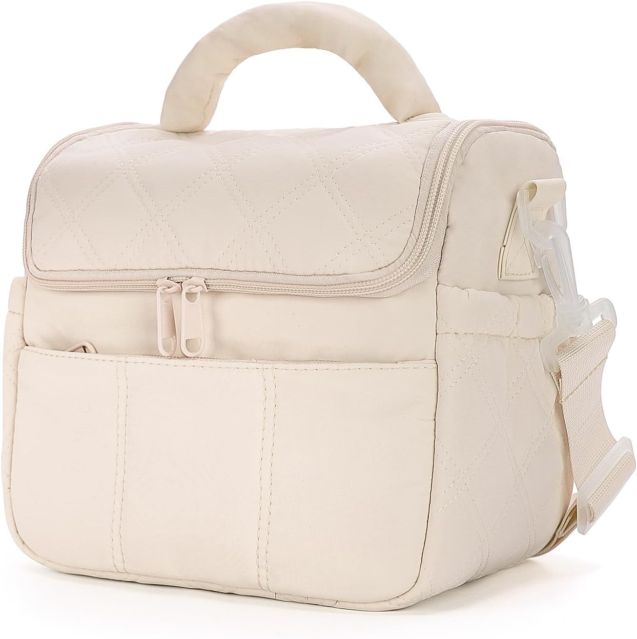 Insulated Lunch Bags, Cute Quilted Lunch Box for Women, Lightweight Puffy Padded Waterproof Lunch Tote, Reusable Lunch Cooler for Work Picnic Travel