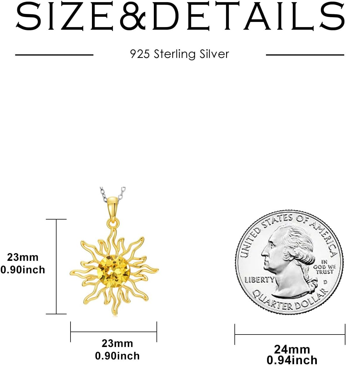 Sun Necklace for Women 18K Rose Gold Plated Dainty Sun Necklace with Crystal Gifts Sunflower Minimalist Jewelry - Image 5