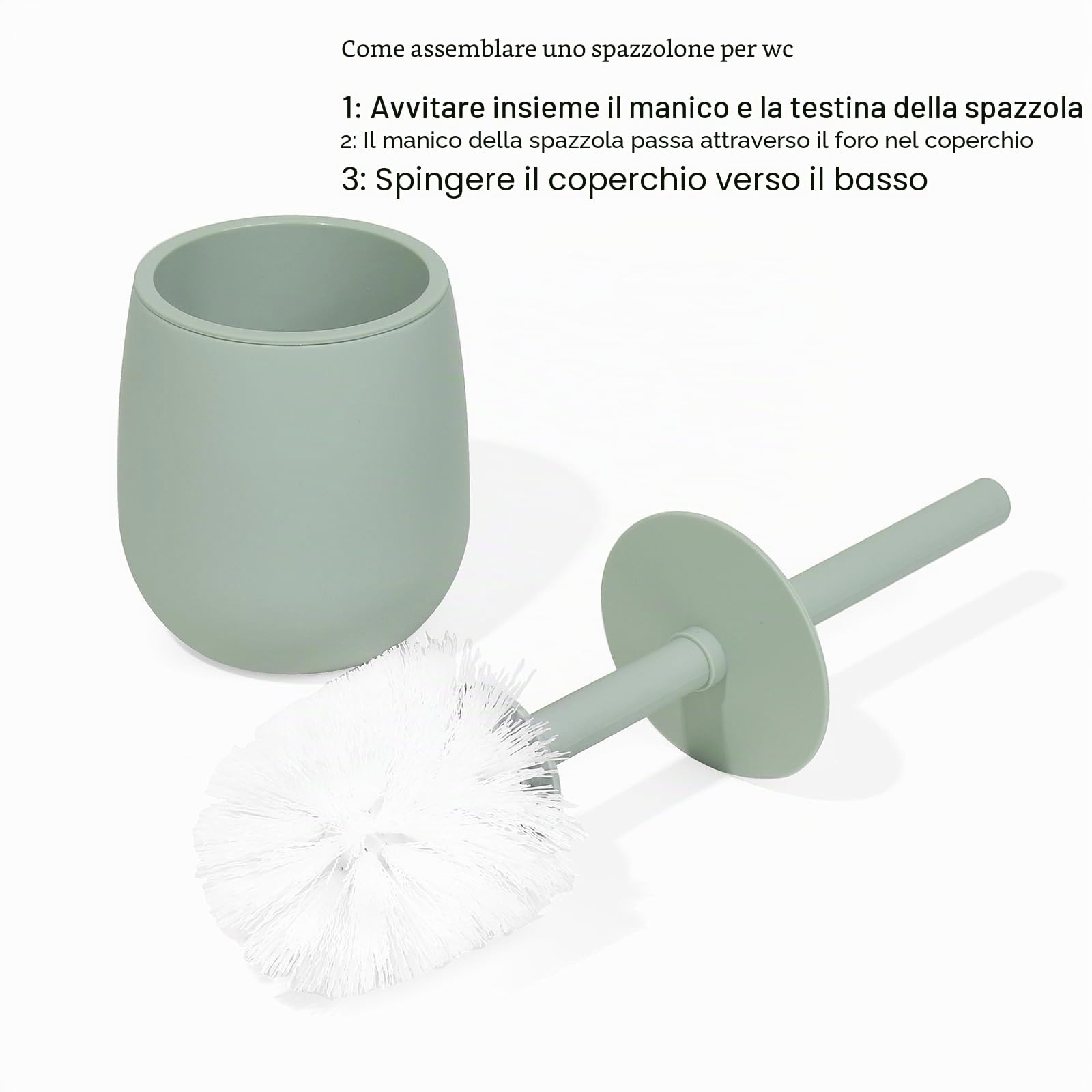 GAHEFY Set di accessori da bagno, set di accessori da bagno verde salvia con bidone, porta spazzolino da denti, dispenser di sapone, vassoio da bagno, scopino e supporto (5 pezzi)