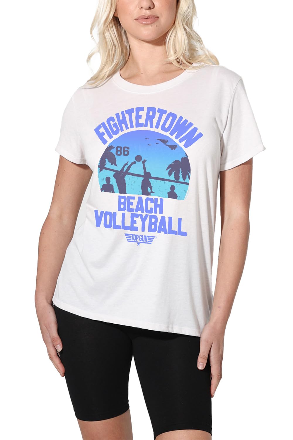Top Gun The Volleyball in Jeans Ladies T Shirt, White, Medium