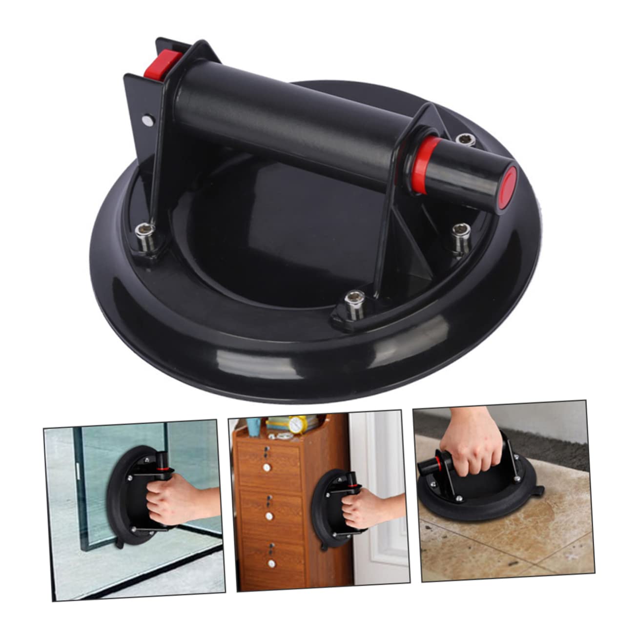 GRIRIW Heavy Duty Glass Suction Cup Lifter Catties Vacuum Panel Lifter Tool for Smooth Surfaces Durable Chassis Non-Slip Handle for Glass Tile