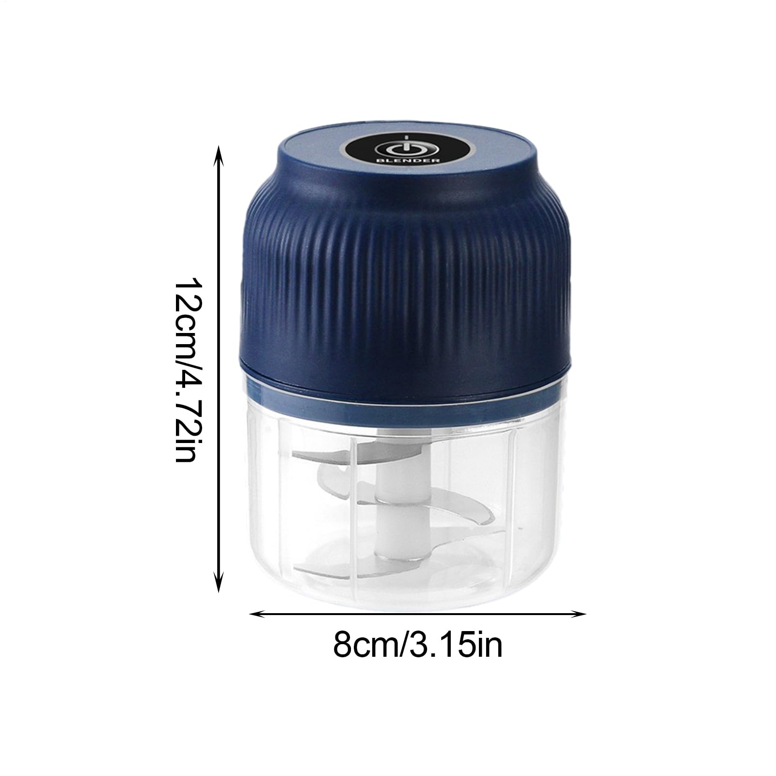 Picadora de ajo eléctrica de metal de 12 x 8 cm, con carga USB, procesador de alimentos portátil y licuadora de alimentos con acero inoxidable para calabaza, cerdo, patatas y pimientos, 300 ml