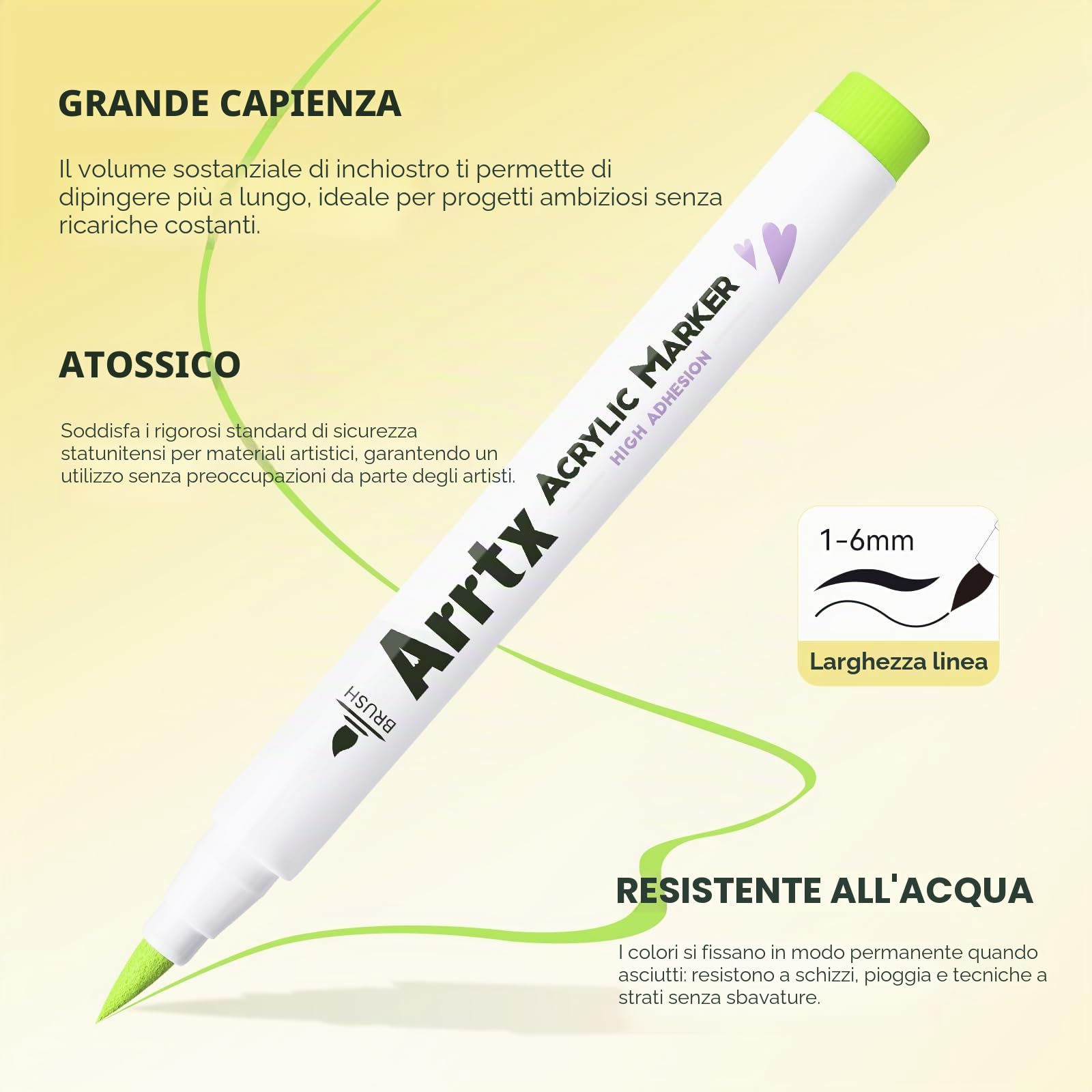 Arrtx 60C Pennarelli Acrilici - Punta a Pennello con Inchiostro Acrilico Opaco Impermeabile - Ideali per Pittura su Roccia, Legno, Ceramica, Tela, Metallo, Plastica - Per DIY e Progetti Artistici