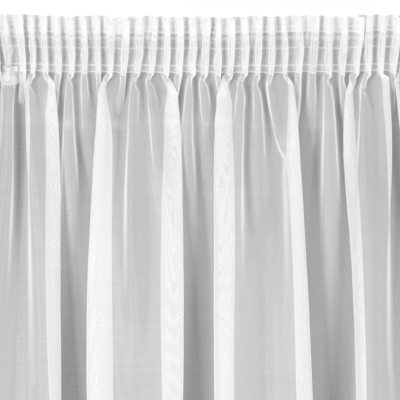 Eurofirany LUCY Tenda in Voile, Tenda Trasparente con Fettuccia Arricciatenda - 1 Unità, Camera da Letto, Soggiorno, Cucina, 140 x 270cm, Bianco (100% poliestere)