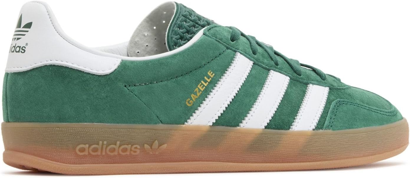 adidas Men's Gazelle Sneaker, Collegiate Green/Footwear White/Gum 2, Size 7.5