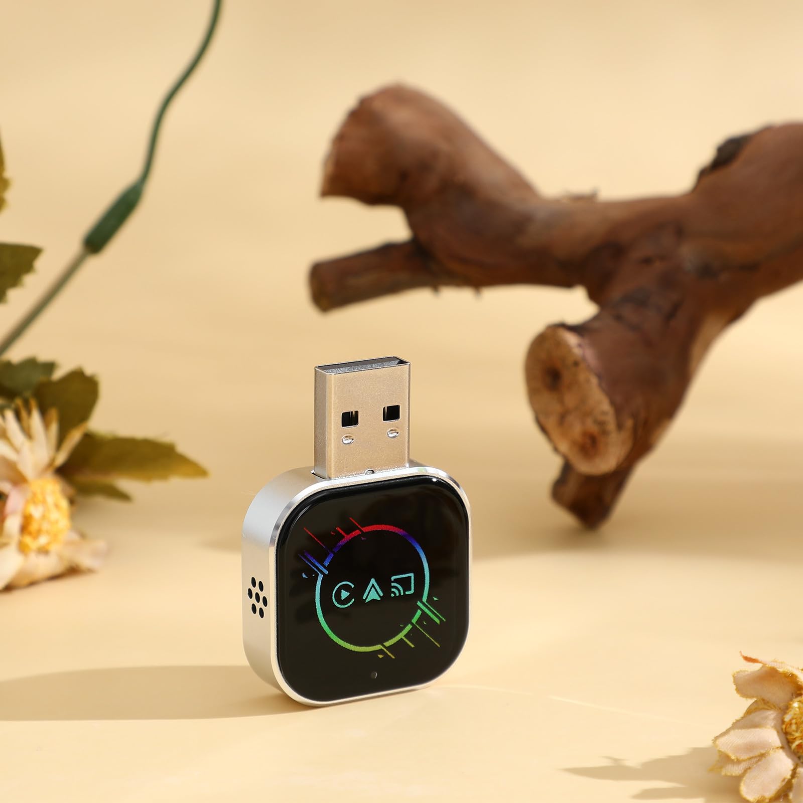 Alasum Adattatore Wireless per Auto 3-in-1 con Connettore USB a C, Mirroring dello Schermo Stabile e Integrazione Vocale per Navigazione e Streaming Multimediale