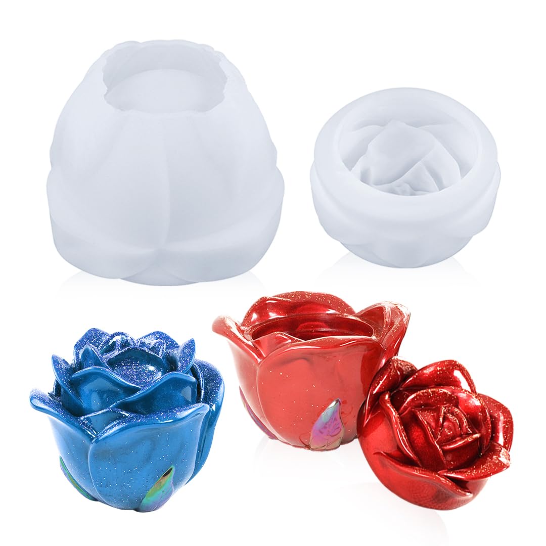 FineInno 4 Stampi In Silicone Per Fiori – Resina Epossidica, Sapone, Candele E Gioielli Fai Da Te – Stampo Floreale 3D – Riutilizzabile E Flessibile - 2