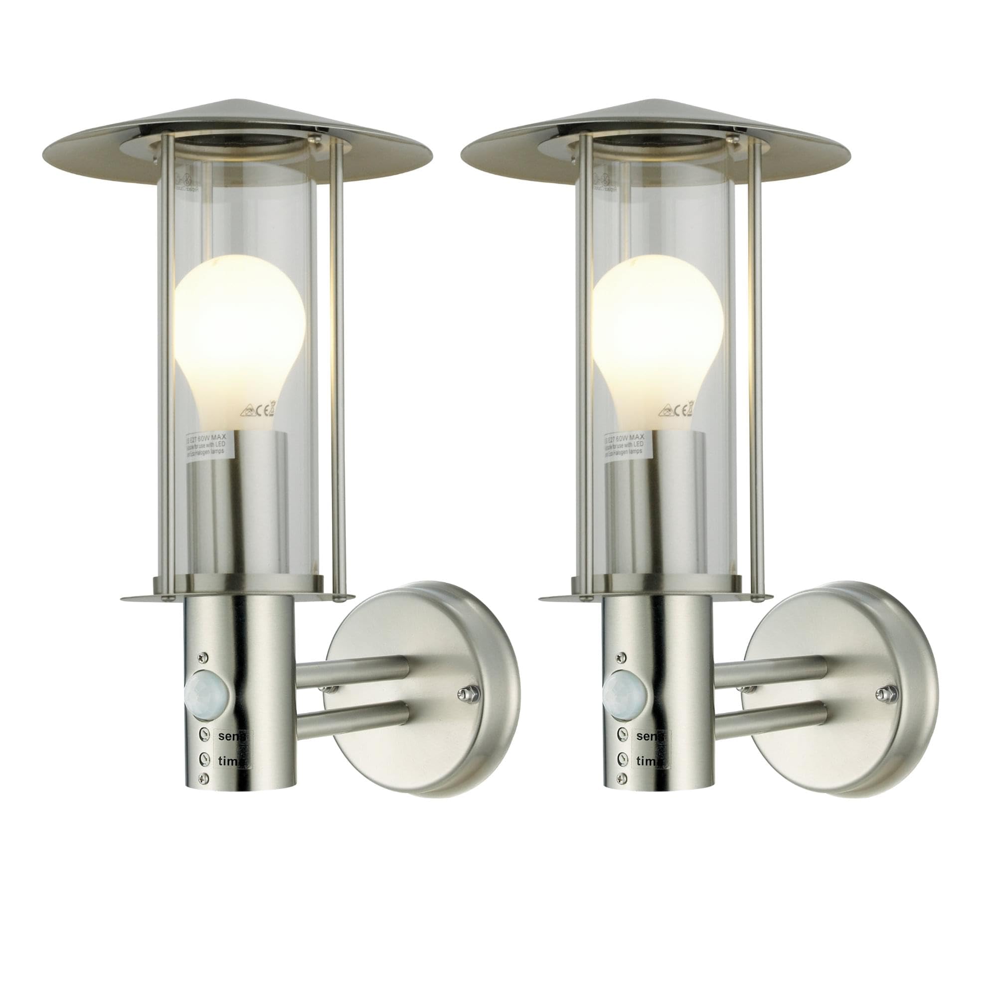 Set of 2 Treviso - Stainless Steel PIR Sensor Outdoor Security Lights