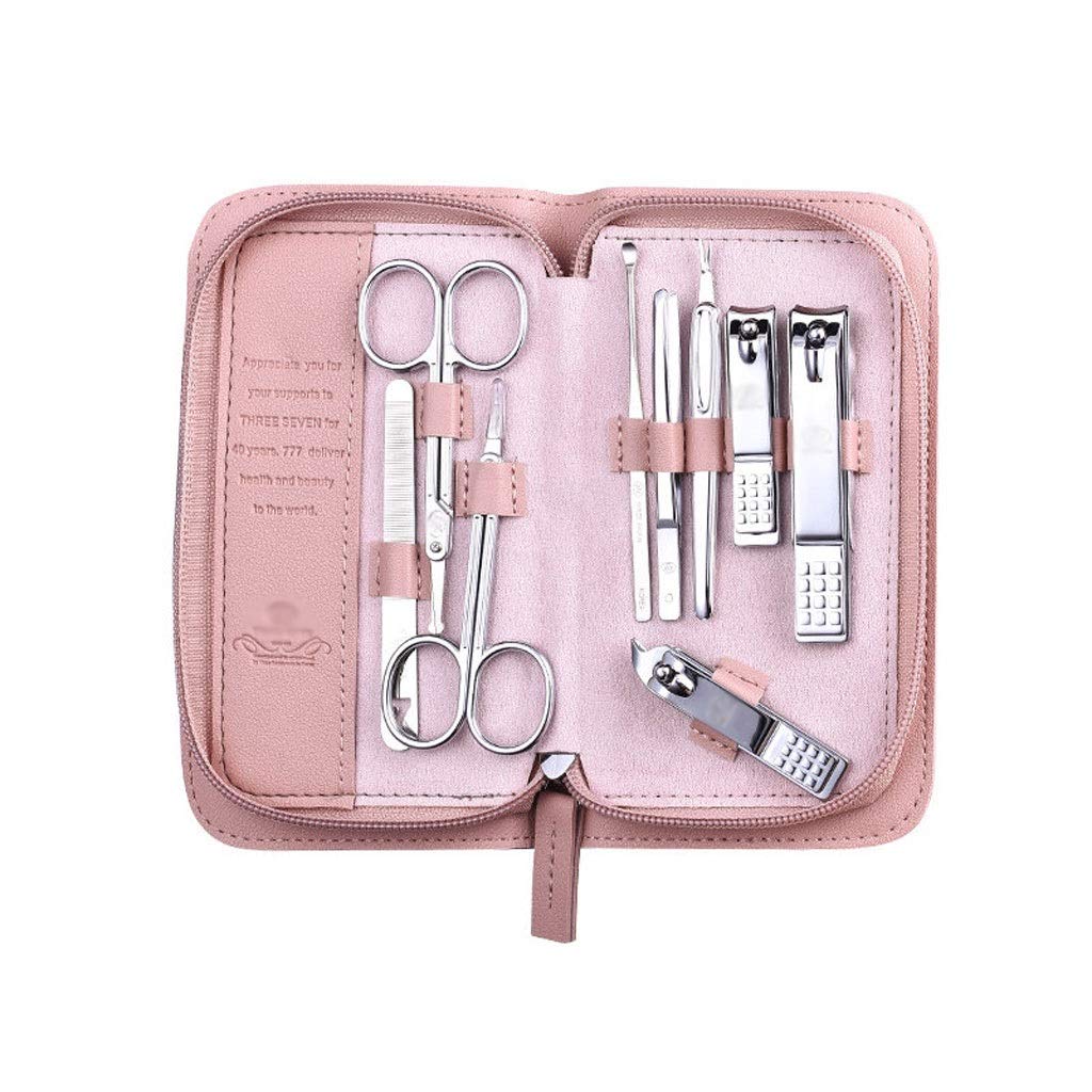 Juego de manicura, Juego de uñas, Juego de pedicura de 9 piezas Juego de cortaúñas de acero inoxidable, Tijeras de uñas profesionales Kit de aseo Manicura (Rosa) Kit de manicura (Color : Onecolor)