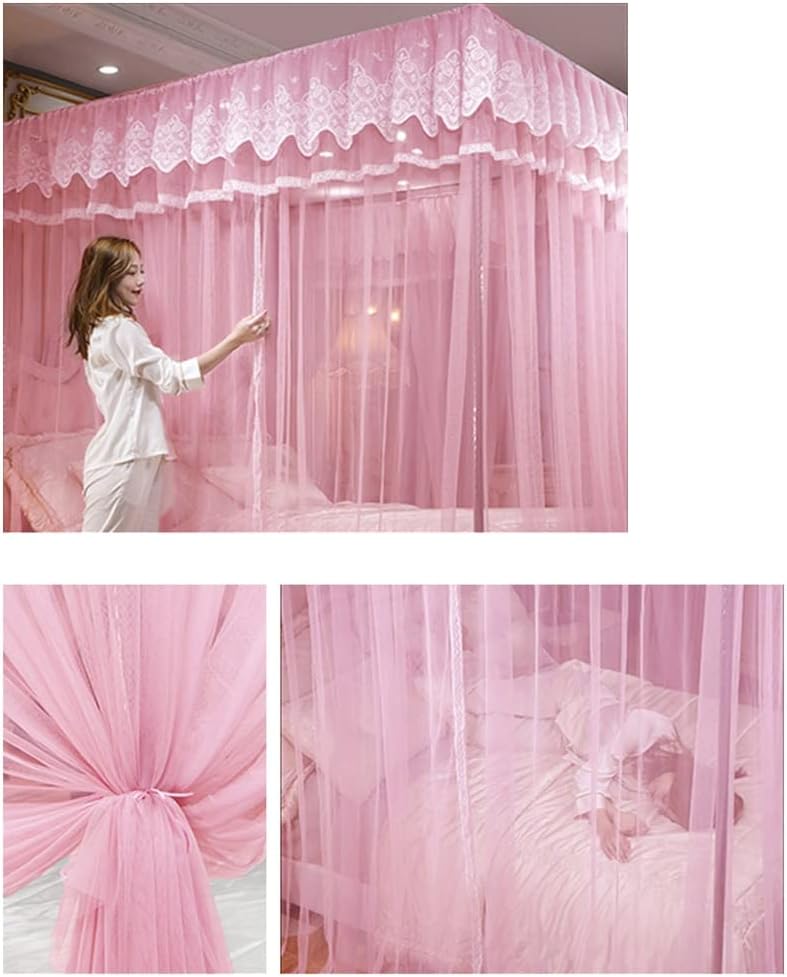Fabric Bed Drapes Mesh Protection Canopy Shielding Netting,Summer Luxury Canopy Mosquito Net, Easy to Install European Style Palace Bedroom Decoration Lace Bed Curtain, 120/150/180/200cm