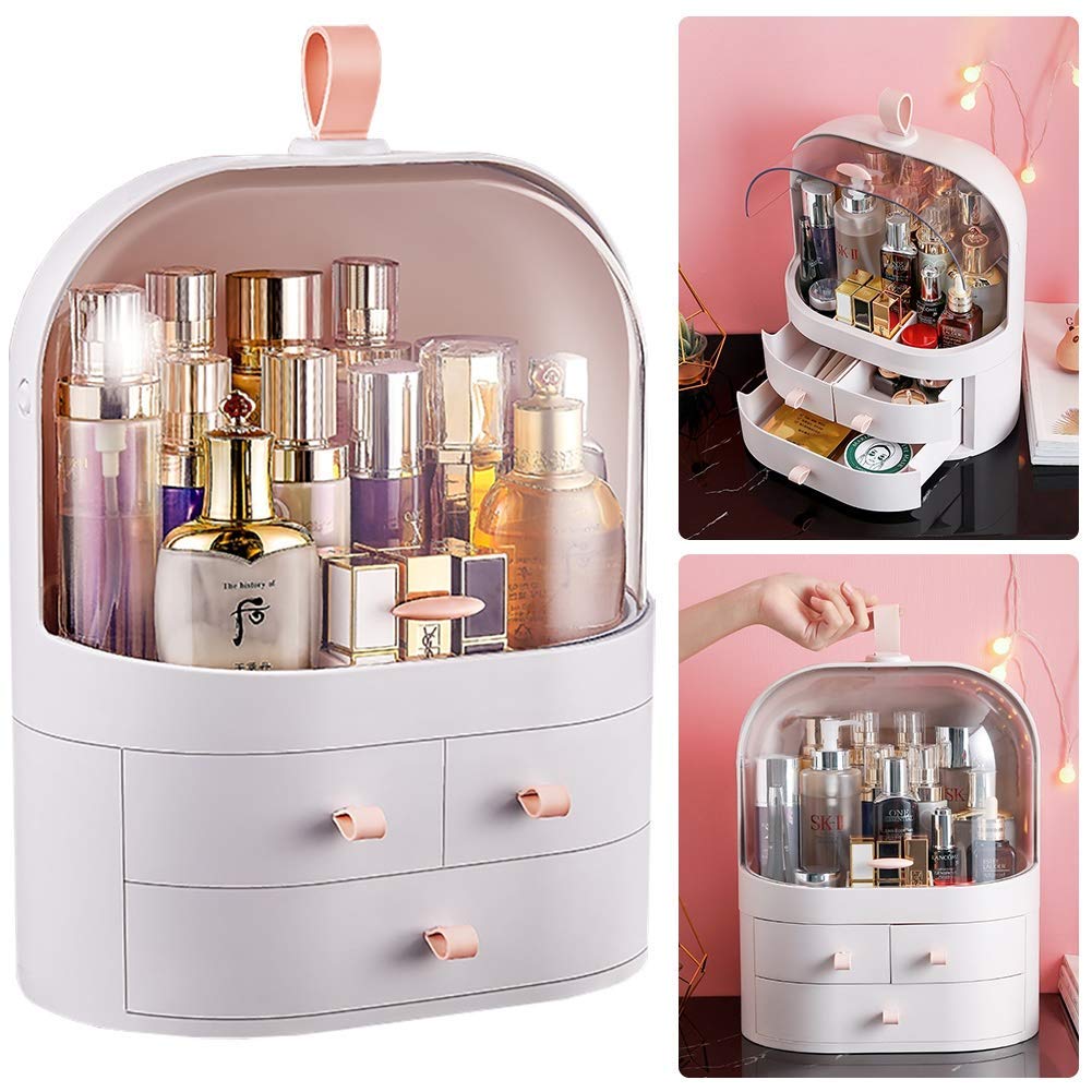 Caja de Almacenamiento de cosméticos, Caja de Almacenamiento Transparente - Joyas - Múltiples cajones - Fácil de Transportar - Adecuado para almacenar cosméticos de Mujeres - Dormi