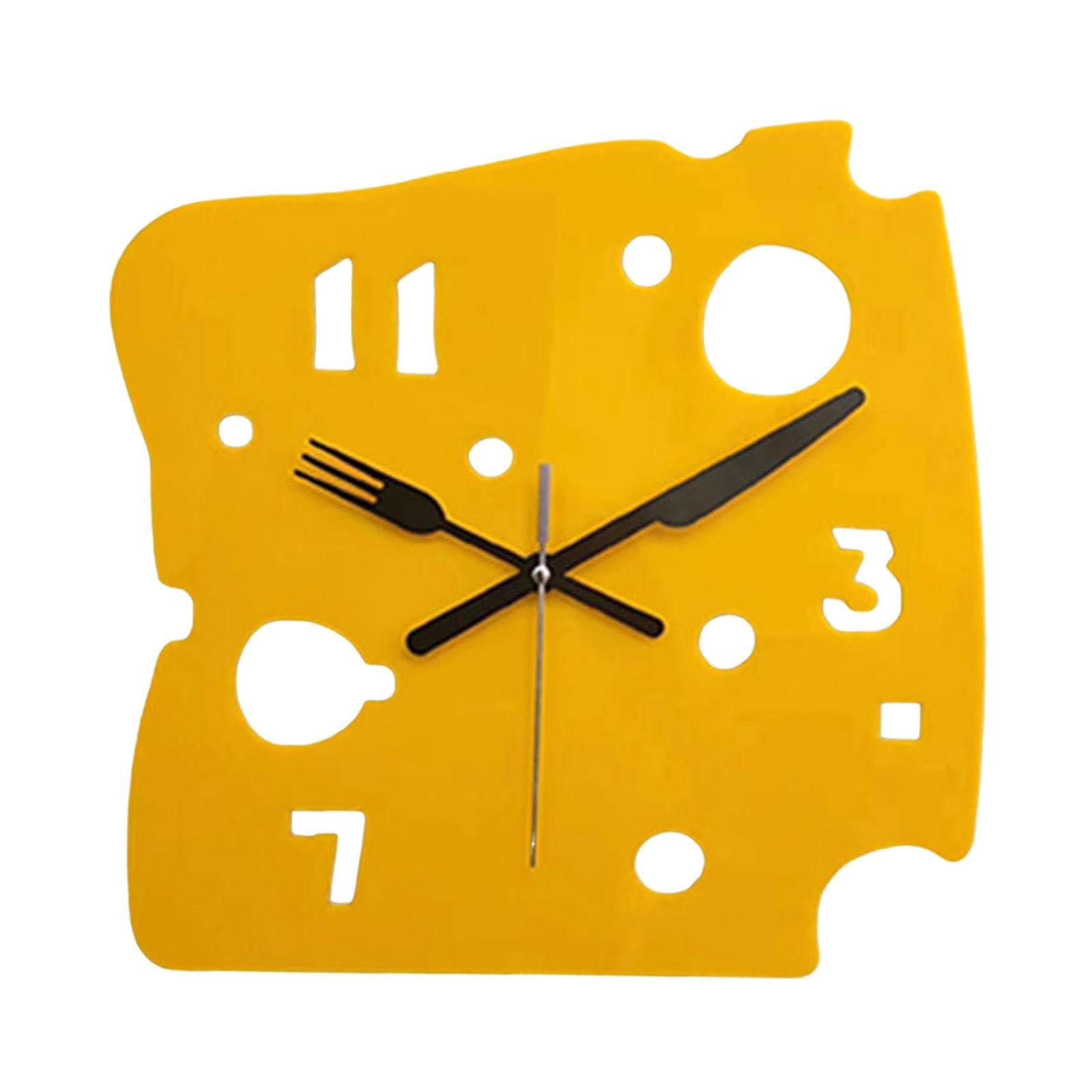 Horloge silencieuse en acrylique jaune pour un espace de travail ou de nuit apaisé