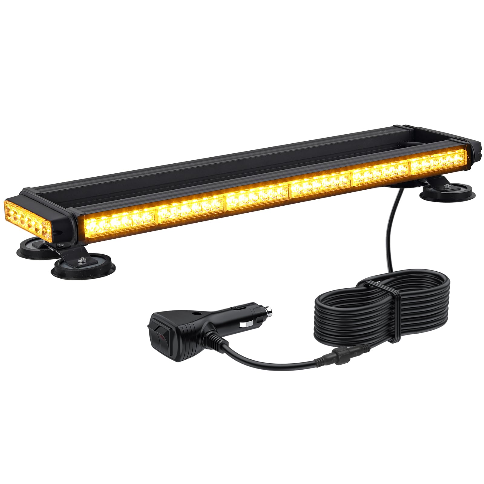 Justech 84LED Luz Estroboscópica Coche,84W Barra Luz de Emergencia,27 Modos Flash,IP65 Impermeable,Base Magnética,12 V/24 V Luces de Advertencia Ámbar con 5M Cable para Coche Camión Remolque
