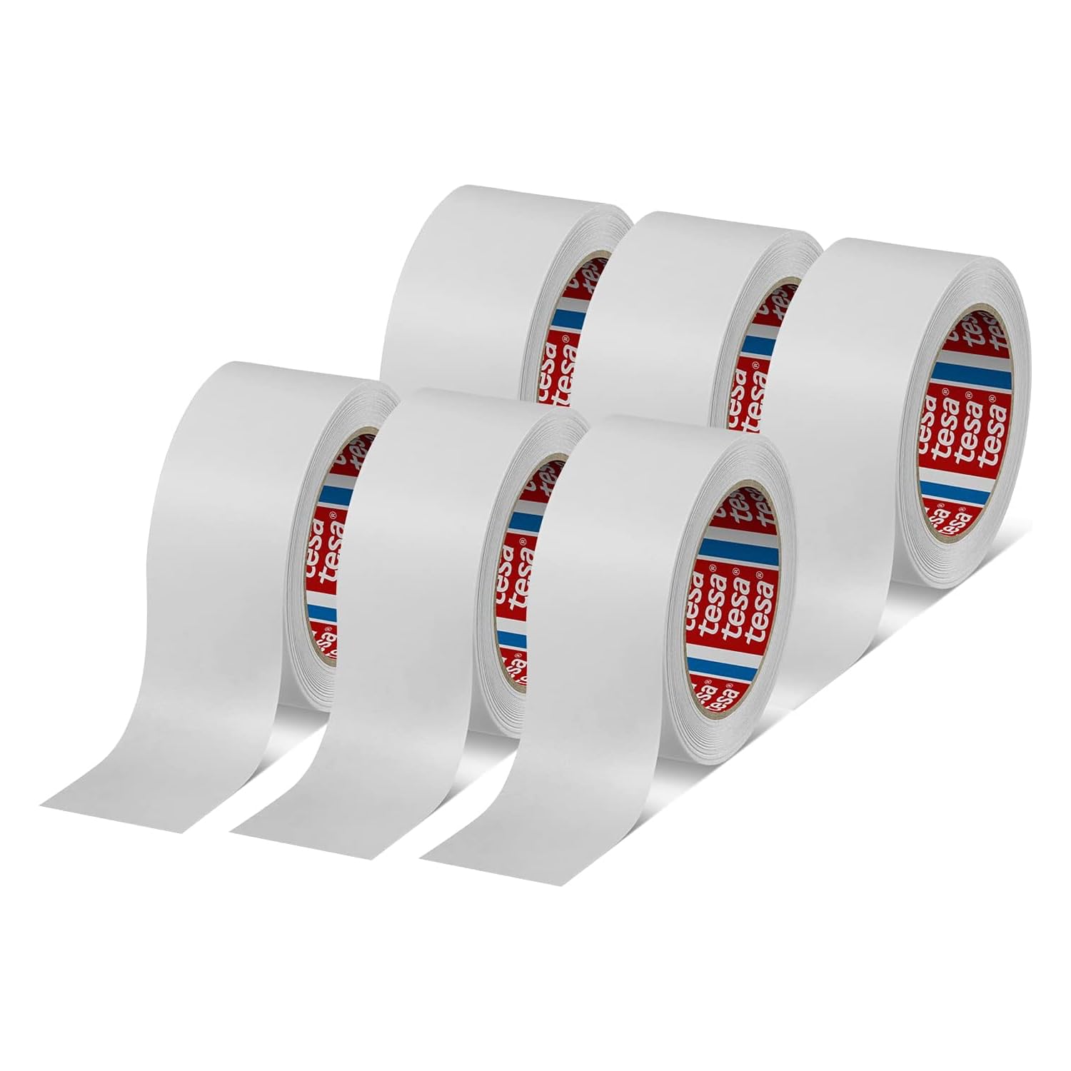 tesa tesapack 4313 Papier Paketband im 6er Pack - Klebeband zum Verpacken von Paketen und Kartons - weiß - 6 Rollen je 50 m x 50 mm