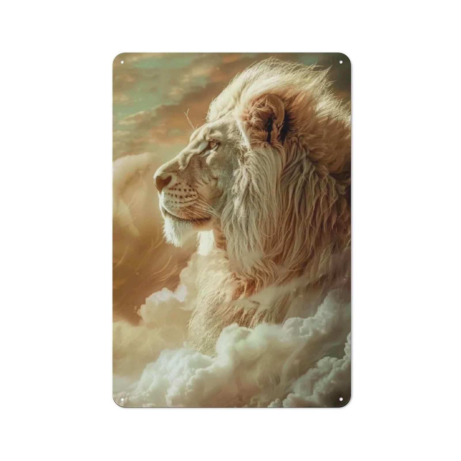 Junmoney Majestic White Lion Tin Sign 30X20cm For Café Or Home Bar, Retro Wall Decor, For Garage, Workshop And Man Cave Decoration