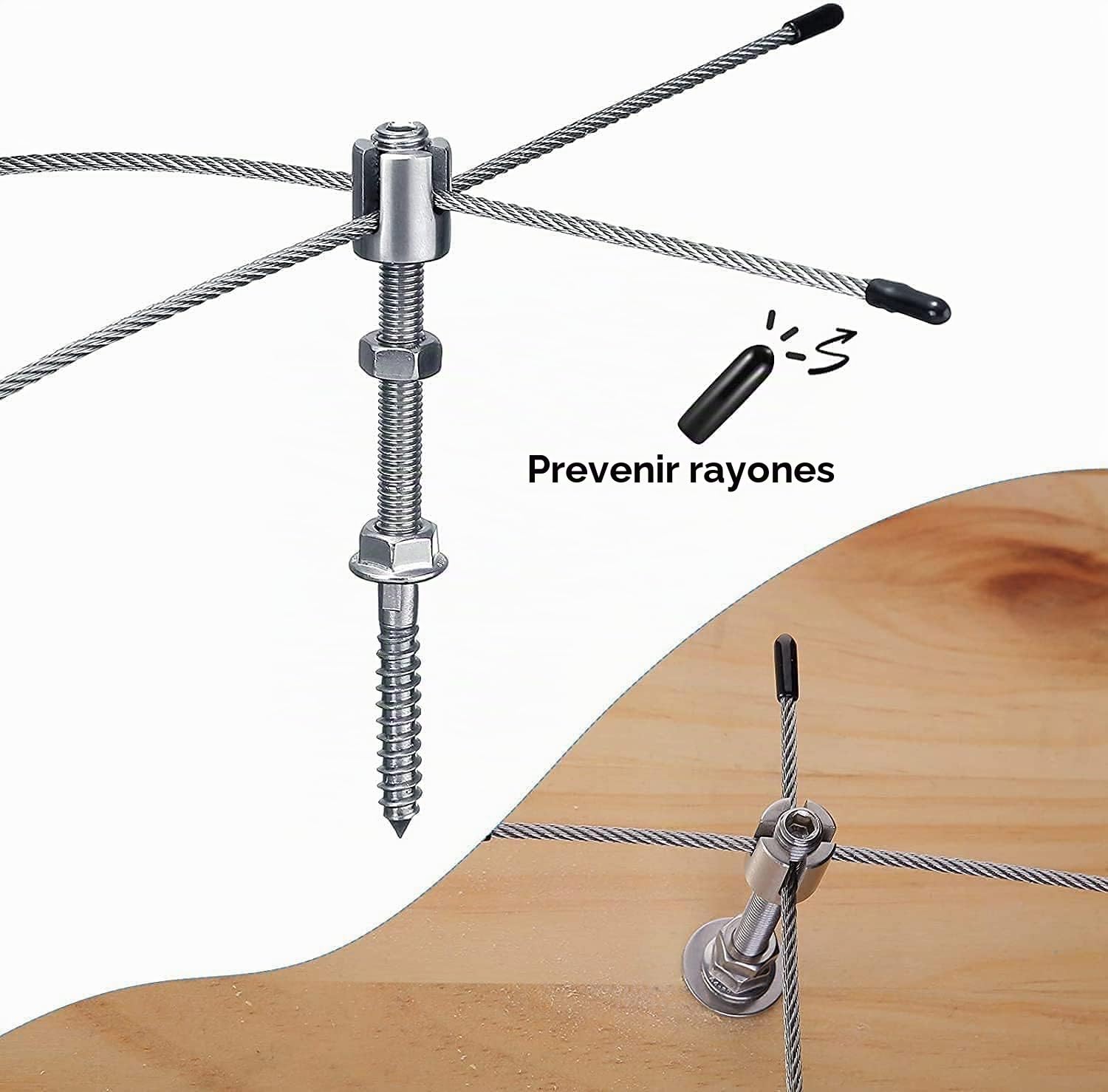 Soporte para Plantas Trepadoras en Acero Inoxidable, Sistema Profesional como Juego Completo con Soportes Murales y Cable de Acero de 3 mm (8 Soportes, 12m Cable)
