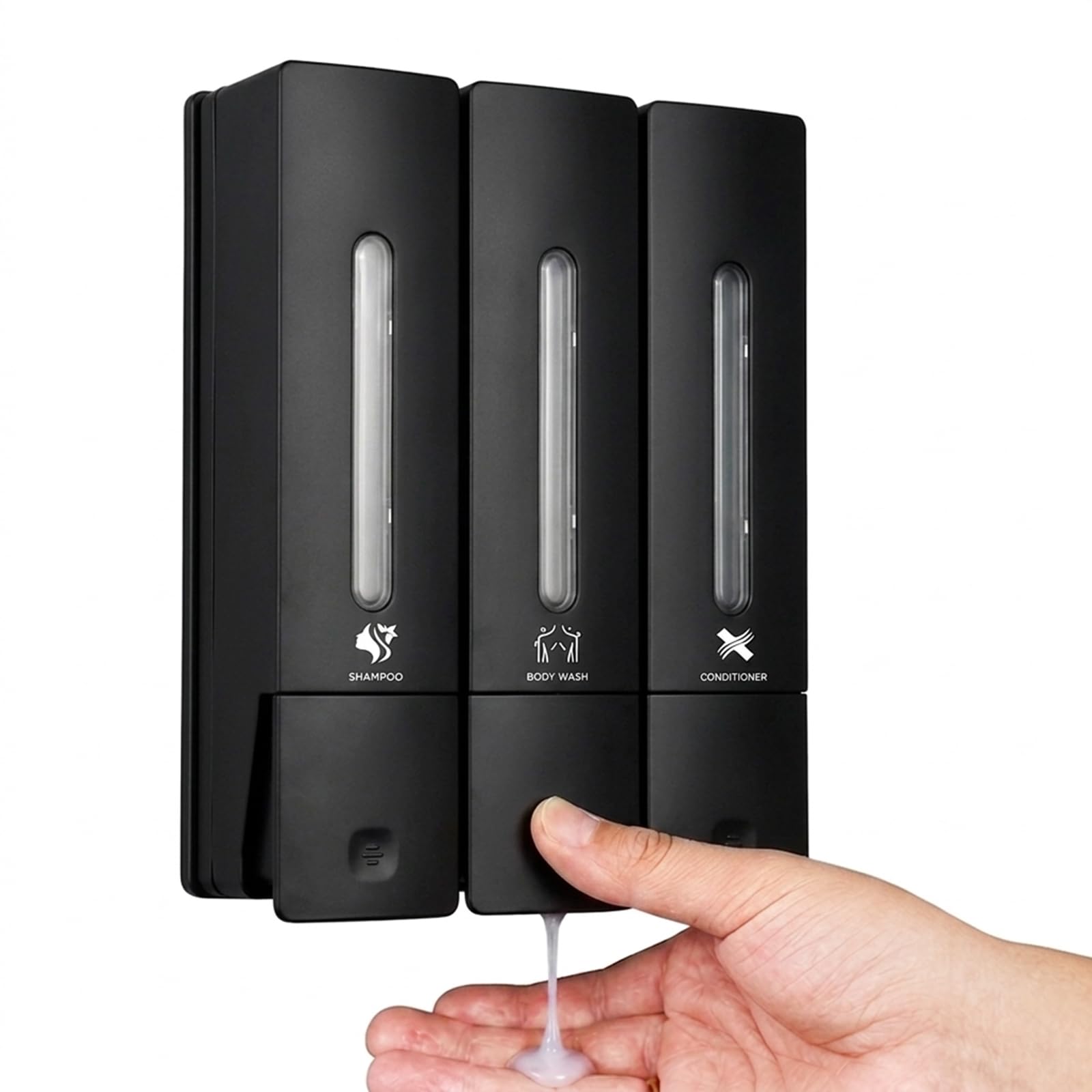 dispenser sapone nero 3 camere montaggio a parete per bagno hotel