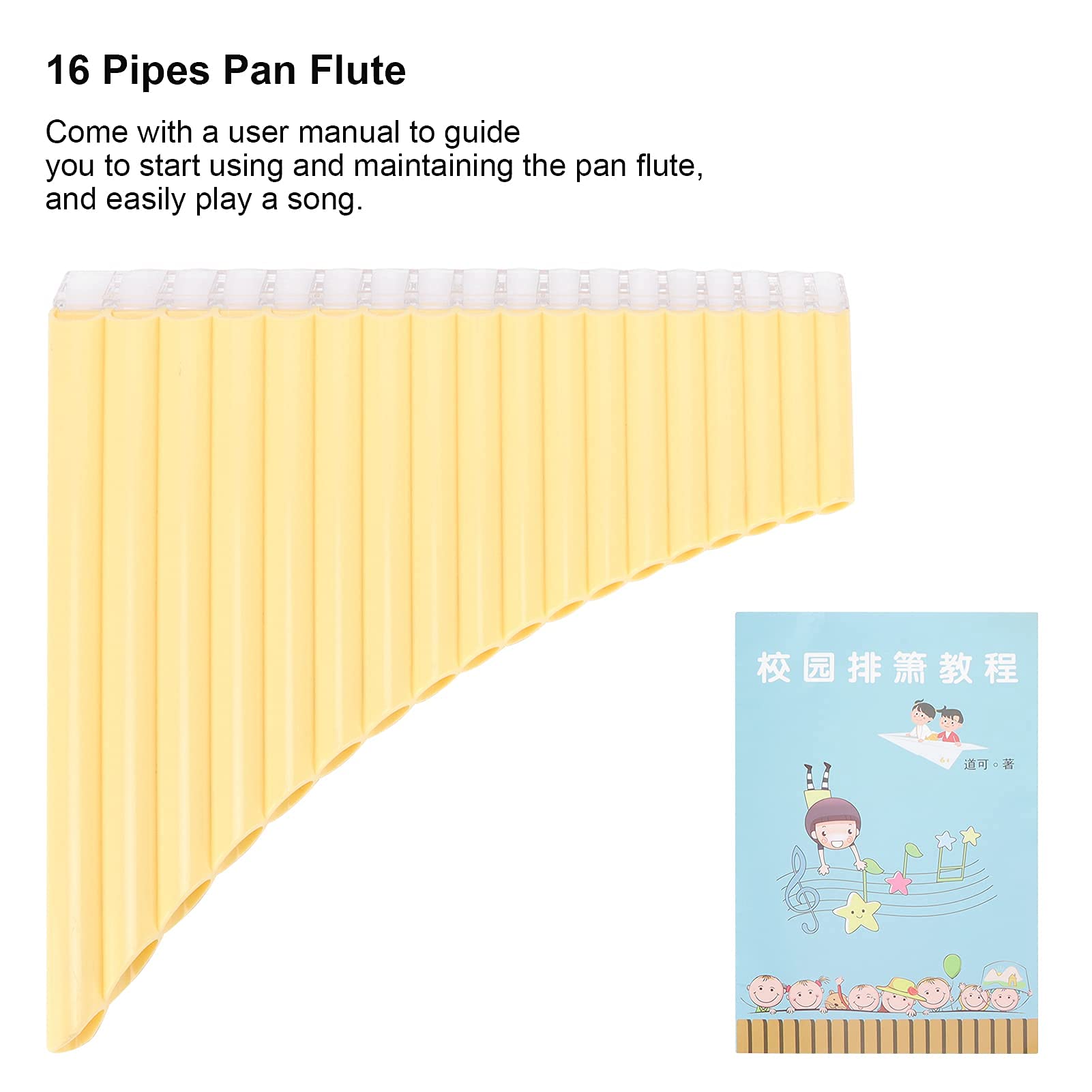 Flauto di Pan ABS 16-Tone Tube C Key Strumenti Musicali con Borsa Imbottita in Nylon per Bambini Adulti Principianti(giallo)