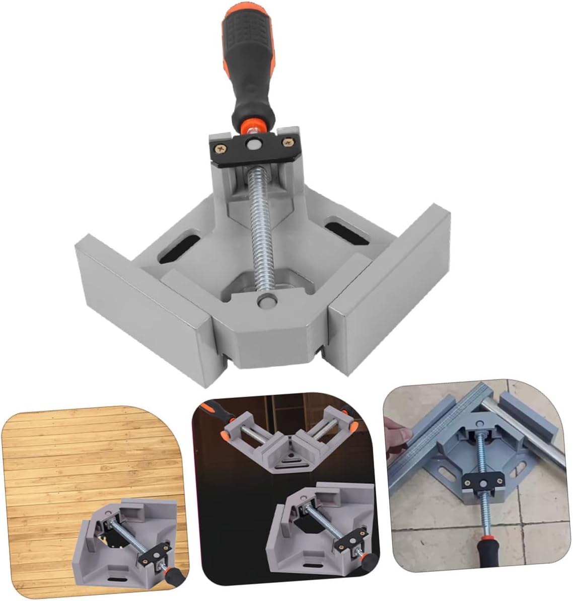 Healeved Heavy Duty 90-degree Right Angle Aluminum Alloy Clamp for Woodworking, Universal Metal Corner Clamp with Single Handle for Desk and Cabinet Mounting